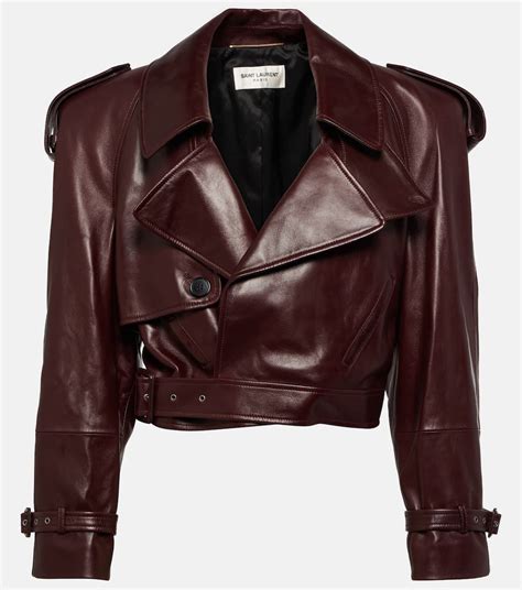 ysl burgundy leather jacket